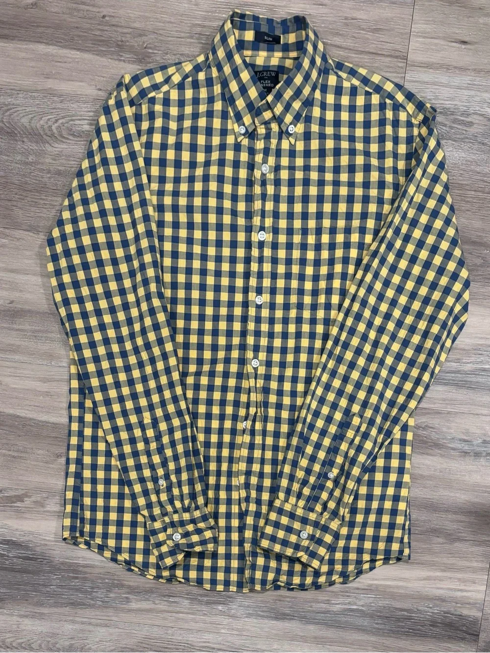 J.CREW Flex Washed Men’s Checkered Long Sleeve Button-Down Woven Slim Shirt M